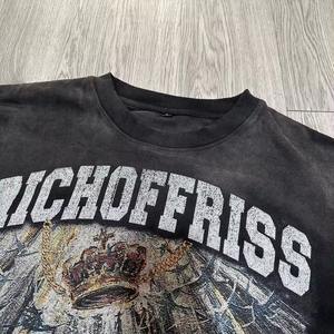 เสื้อยืดลายกราฟิกสำหรับผู้หญิงทรงหลวมระบายอากาศคอกลมผ้าฝ้ายสไตล์วินเทจซักด้วยกรดออกแบบได้ตามต้องการ - Product Image 2