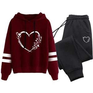 ชุดวอร์มผ้าฝ้าย2ชิ้นสำหรับวิ่งมีฮู้ดสำหรับผู้หญิงเสื้อผ้าลำลองสำหรับฤดูหนาวพร้อมโลโก้ตามสั่ง - Product Image 5