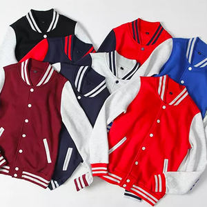 Meilleure vente Blouson bombardier en laine pour collège pour hommes brodé personnalisé Baseball High Street couleur unie printemps toile col montant - Product Image 2