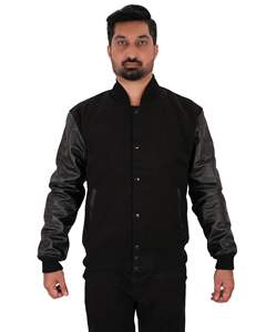 Veste Letterman de qualité supérieure pour homme en laine noire 1005 coton polaire Vestes Letterman personnalisées - Product Image 1