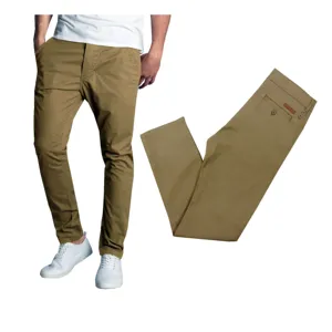 Workout Fitness Pants Casual 100% Cotton Men's Plain Khaki Color Business Pants For Sale Customized
