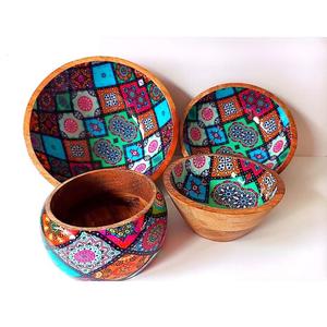 ชามไม้ตกแต่งเคลือบเงา ภาชนะครัวทันสมัย ชามเสิร์ฟอาหาร ชามสลัด ชามข้าว สำหรับร้านอาหาร - Product Image 2