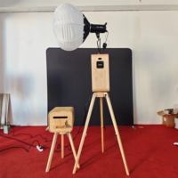 Machine Photo Booth Portable Rétro en Bois Double Face pour Surface Pro, DSLR, iPad avec Appareil Photo et Imprimante