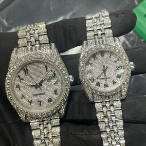 นาฬิกาโมอิสซาไนต์สุดหรู ทรงบริลเลียนต์คัท VVS1 นาฬิกาเพชรโมอิสซาไนต์ สไตล์ฮิปฮอป ประดับเพชรเต็มเรือน นาฬิกาออโตเมติก สำหรับผู้ชายและผู้หญิง สุดหรู - Product Image 3