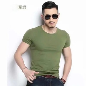 เสื้อยืดแขนสั้นของผู้ชายสีล้วนสีดำล้วนสีพื้นสีขาวล้วนแบบเรียบง่ายสีดำล้วนสำหรับฤดูร้อน - Product Image 3