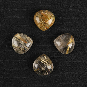 High Quality 10x10mm <b>Heart</b> Shape <b>Golden</b> Rutilated Quartz Calibrated Cabochon Genuine Loose Gemstones for Jewelry Making Supplier - Product Image 3
