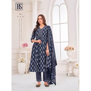 Conjunto de traje Dupatta de 3 piezas de algodón puro de calidad estándar para mujer, ropa india y paquistaní, ropa de boda y fiesta - Product Image 1