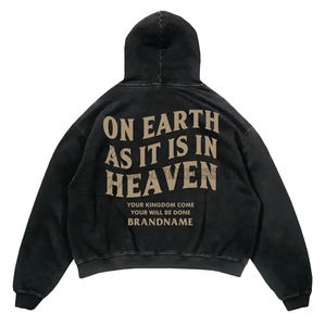 Pull à capuche femme surdimensionné 100% coton automne grande taille Style Hip Hop aspect lavé Logo personnalisé impression Streetwear Plus - Product Image 2