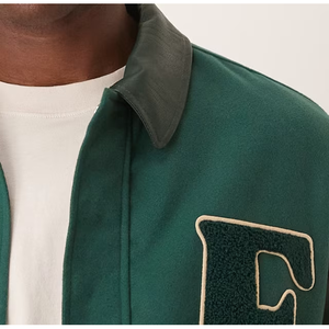 Football américain Baseball Basketball Letterman Private Label Varsity Wool Veste universitaire à manches en cuir véritable avec logo - Product Image 6