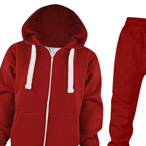 Survêtement à capuche rouge avec pantalon de jogging pour hommes et femmes, vêtements de sport décontractés d'hiver, vente en gros, fabrication OEM, logo personnalisé - Product Image 6