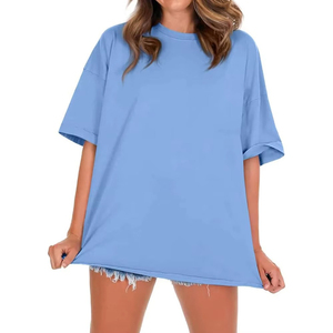 T-shirts oversize pour femmes, dernière tendance, coupe ample, 100 % coton respirant, vêtements d'été, prix de gros, OEM personnalisé, faible MOQ - Product Image 2