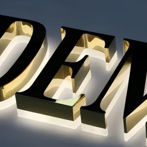 Segnaletica personalizzata per negozio all'aperto a LED per tabacco e alcol. Segnali LED acrilici in acciaio inox retroilluminati 3D. Lettere canale in metallo acrilico - Product Image 1