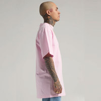 T-shirt long à manches courtes et col rond Shaka Wear 100 % coton rose pour homme, coupe oversize, épais, respirant, style vintage urbain