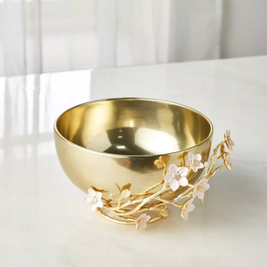 Bol de service alimentaire élégant en acier inoxydable fait à la main avec un design floral écologique pour la vente d'usine de fête pour le chocolat aux fruits - Product Image 5