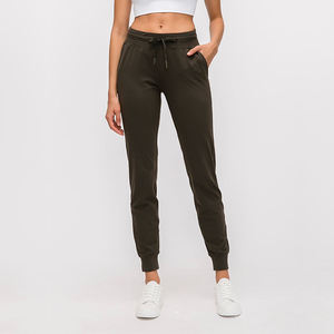 Pantalones Deportivos de Cintura Alta para Mujer, Estilo Urbano, 100% Algodón, con Bolsillos, para Gimnasio, Pantalones Deportivos Lisos al por Mayor - Product Image 1