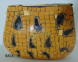 Handmade Metal Clutch cum Sling <b>Bag</b> Yellow Purse Ethnic Clutch metal <b>bag</b> - Product Image 5