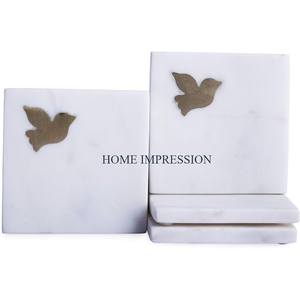 Sous-verres faits à la main de couleur or Edge Ensemble de 4 tapis et tampons décoratifs pour la maison en marbre de qualité de luxe pour l'approvisionnement en gros - Product Image 3