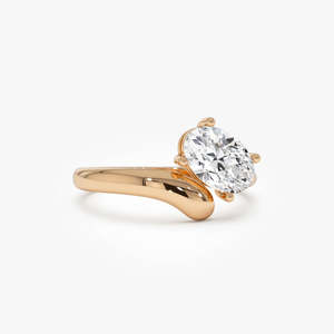 Bague élégante en or 14 carats avec diamant de laboratoire ovale de 1,00 ct E-F VS, style contemporain torsadé, cadeau d'anniversaire de mariage - Product Image 4