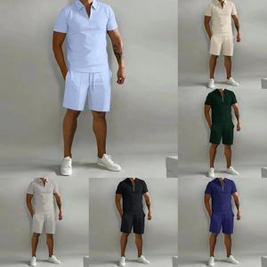 Summer New Casual Sports Suit <b>Men's</b> Lapel Zipper <b>Short</b>-sleeved Polo Shirt Loose Trend <b>Men's</b> Summer T-shirt <b>Shorts</b> Two-piece Set - Product Image 6