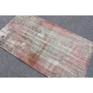 พรมขนสัตว์ตุรกีสีเบจสีแดงและสีเบจ5.9ft วินเทจ3.4ชิ้นแบบสานเรียบลายปะติดสำหรับตกแต่งห้องนั่งเล่นพื้นหลังทำจากยาง - Product Image 4