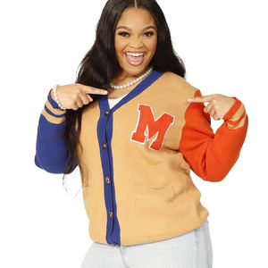 Morgan University Suéter de invierno para mujer Cuello en V Acrílico Tejido College Cardigan Bordado Apliques Sorority Fraternity Front - Product Image 2