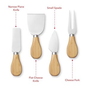 Planche à fromage en bambou biologique Set cadeau couteau Plateau de service en bois Plateau de charcuterie Plateau de viande Craquelins aux fruits - Product Image 4