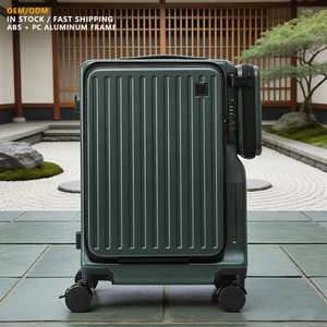 <span class=keywords><strong>Valise</strong></span> cabine à double ouverture frontale - Bagage léger de 20 pouces avec cadre en aluminium et roues pivotantes silencieuses à 360 degrés, serrure TSA - Product Image 1