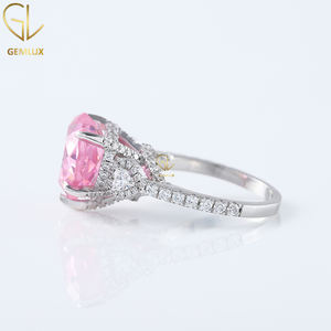 Haute qualité bijoux fins trois pierres bague cachée Halo rose 3CT coeur Labgrown diamant bague de fiançailles pour les femmes de l'inde - Product Image 5