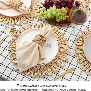 Napperons tissés naturels Napperons ronds en cosse de maïs Napperon tressé en rotin Nappes Vietnam Fabricant Meilleur prix - Product Image 3
