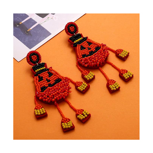 Indian Manufacturer's Halloween Christmas Pumpkin Skull Drop Earrings Excellent Gold Plated Wholesale Accessories - Product Image 5