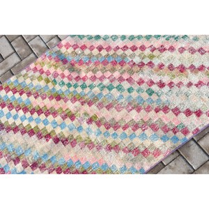 Alfombra Vintage, Alfombra Turca de 3.3x6.6 pies, Alfombra de Lana Azul Roja Ombré - Product Image 5