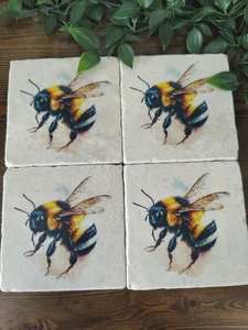 Posavasos Rústicos de Mármol con Diseño de Abejorro, Piedra Pulida, Arte Animal, Decoración de Mesa - Product Image 5
