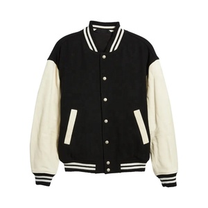 เสื้อแจ็กเก็ตเบสบอลเลตเทอร์แมนสำหรับผู้ชายเสื้อแจ็กเก็ตเบสบอลสไตล์ไฮสตรีทผ้าขนแกะหนัง PU ปักโลโก้สำหรับฤดูหนาวงาน OEM ตามสั่ง - Product Image 2