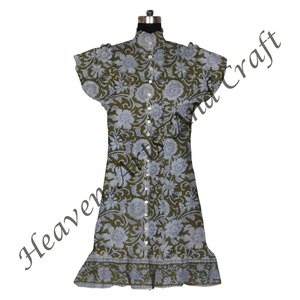 Top corto sin mangas con estampado de bloques de algodón, Vintage túnica de estilo, camiseta sin mangas de verano para mujeres y niñas, ropa informal de longitud corta - Product Image 3