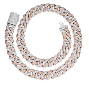 Pendentifs et breloques en acier inoxydable 925, entièrement sertis de moissanite VVS, deux tons, style Miami Cuban, 15 mm - Product Image 1