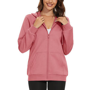 Sweat-shirts à capuche en coton de qualité supérieure, poids lourd, 400 GSM, pour femmes, tricotés, couleur unie, surdimensionnés, fermeture éclair intégrale, écologiques - Product Image 1