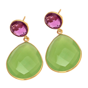 2023 lujo hidro turmalina mar verde gota pendientes 18K chapado en oro exquisito en forma de corazón verano bodas fiestas regalos - Product Image 1