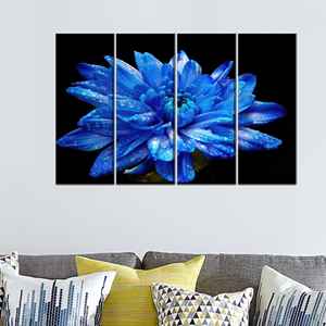 ภาพพิมพ์บนผ้าใบ: ภาพศิลปะติดผนังลายดอกไม้สีน้ำเงินสุดหรูสำหรับคุณแม่,4P: ห่อหุ้มอย่างดี - Product Image 1