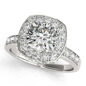 14K <b>White</b> Gold <b>Cushion</b> Cut Halo Diamond Engagement Ring 1.34ct Diamond Jewelry - Product Image 2