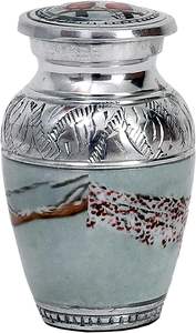 Antiguo Hub recuerdo hermoso pequeño encantador Cardenal pareja pájaro plata recuerdo urna para cenizas humanas - Product Image 6