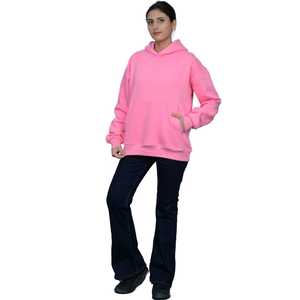 เสื้อมีฮู้ดสีชมพูแซลมอนสำหรับผู้หญิงเสื้อสวมหัวมีฮู้ดผ้าคอตตอนผ้าฟลีซแบบลำลอง - Product Image 3