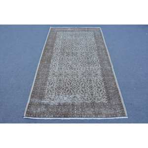 พรมตุรกีวินเทจ3'9x7 'สี่เหลี่ยมปะต่องานแฮนด์เมดสไตล์โบฮีเมียนสำหรับข้างเตียง39X70ซม. สีน้ำตาลเบจ - Product Image 1