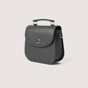 Sleek Summer Fashion Lady's Sandra Grey Leather Saddle <b>Bag</b> - Product Image 3