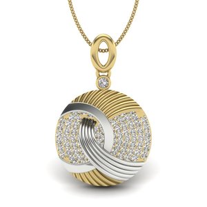 Ishi Diamonds 14k <b>Gold</b> <b>Solid</b> And Studded Lab Grown Diamond <b>Pendant</b> - Product Image 2