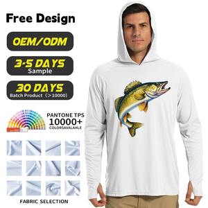 เสื้อตกปลาแขนยาวแบบมีฮู้ดสำหรับตกปลาเสื้อ UPF50ตกปลาผ้าดูดความชื้นป้องกันแสงแดดออกแบบโลโก้ของคุณได้ตามที่ต้องการ - Product Image 1