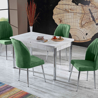Ensemble de table à manger Alessa Design extensible et pliable en bois avec 6 chaises, pieds en métal modernes et luxueux, écologique et gain de place