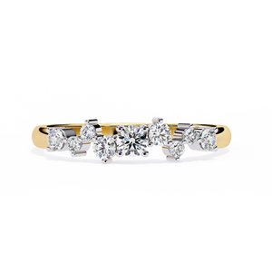 18K Gold Natural Diamond Curved Band Elegant <b>Cluster</b> Ring for Women Stackable and Minimalist Wedding or Anniversary Jewelry - Product Image 2