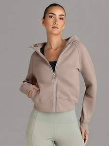 Sweats courts zippés de haute qualité pour femmes Tenues d'automne en polaire Sweats à capuche confortables et décontractés - Product Image 2