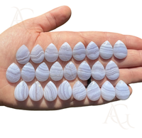 Cabochon en pierre d'agate de dentelle bleue naturelle avec larme à dos plat pour la fabrication de bijoux au prix d'usine