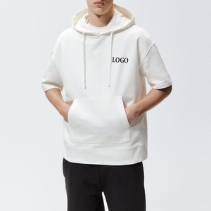 Sudaderas con capucha de gran tamaño personalizadas al por mayor de alta calidad para hombres transpirables y de moda hombro caído colores sólidos sudaderas con capucha para hombres - Product Image 3